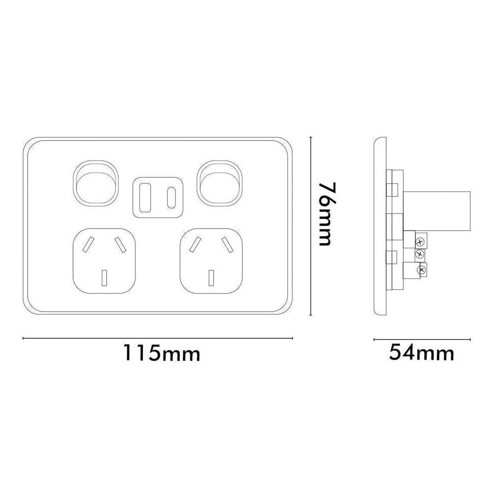 Iluma Double Pole 10A Double GPO Powerpoint Inc USB / USB-C 4.2A - White