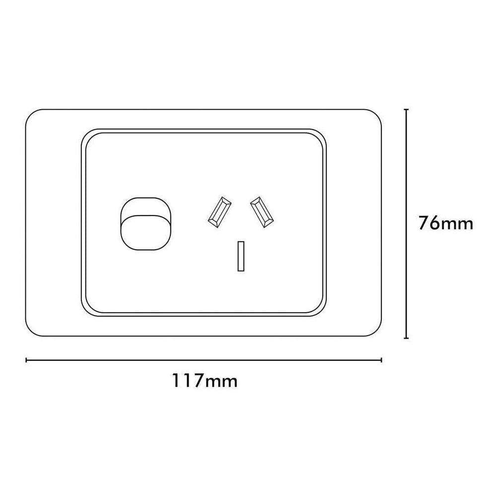 Iluma Double Pole 10A Single GPO PowerPoint 2000 Series Multiple Supply Print White
