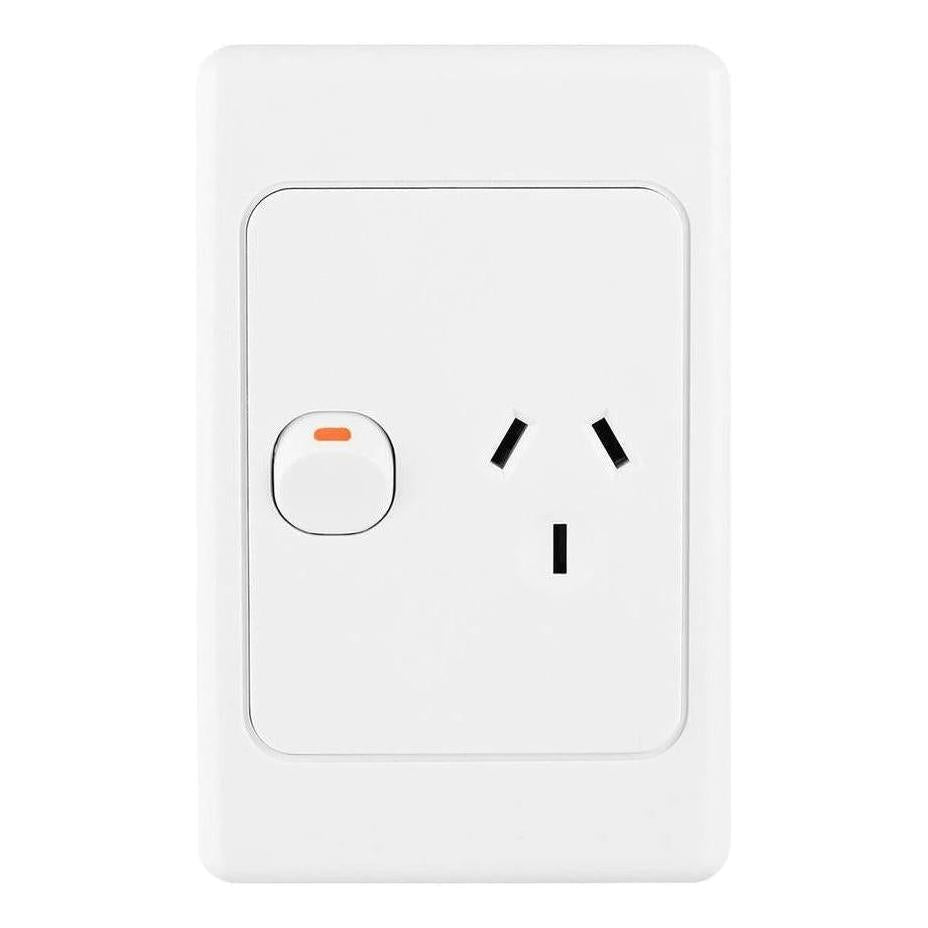 Iluma Double Pole 10A Single GPO PowerPoint Vertical White