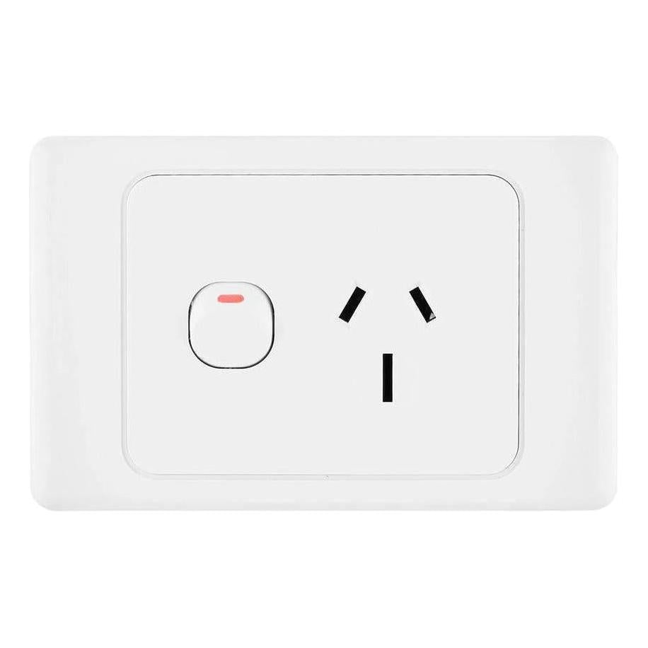 Iluma Double Pole 10A Single GPO PowerPoint White