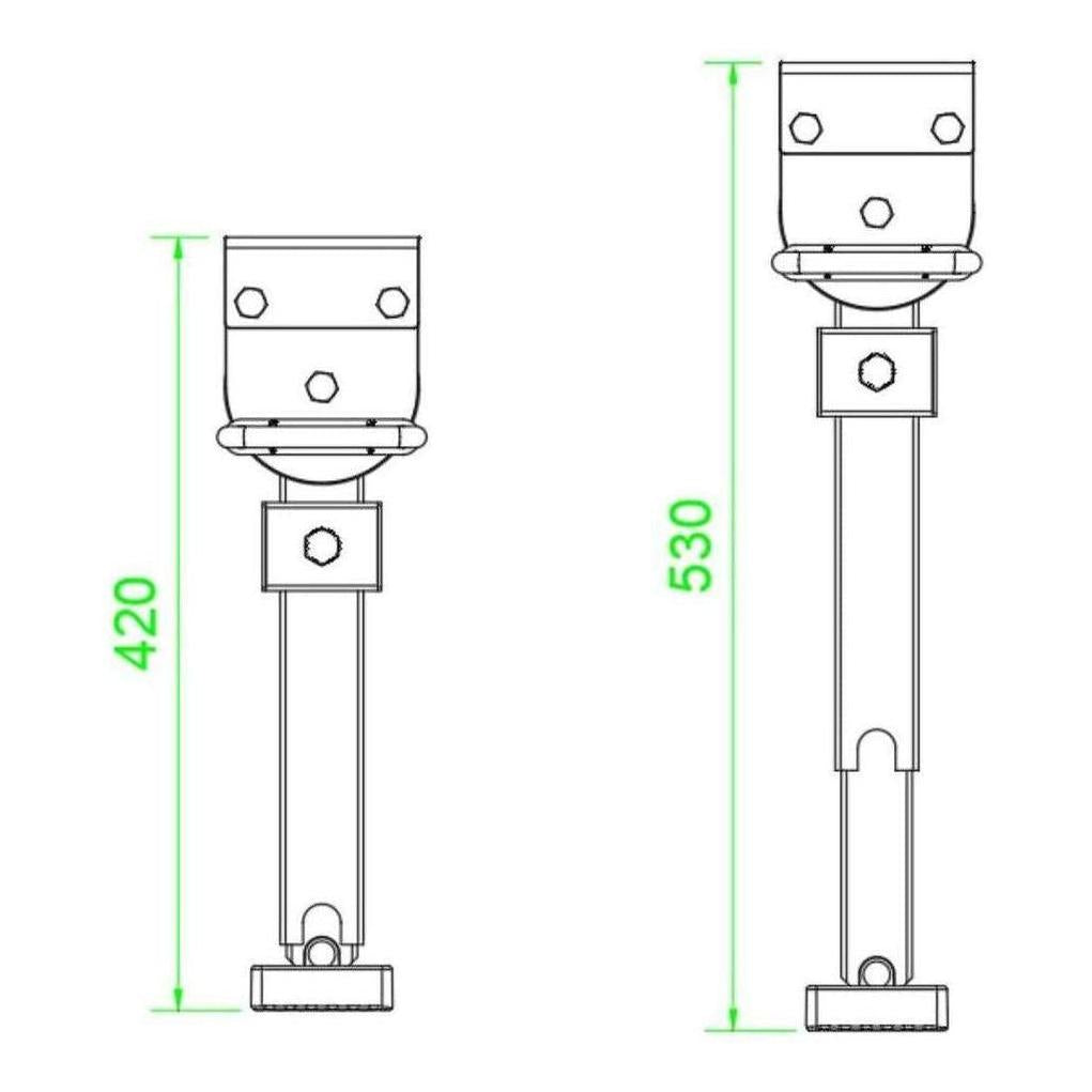 Iluma Drop Down Stabilizer Leg Corner Steadies 420mm Zinc