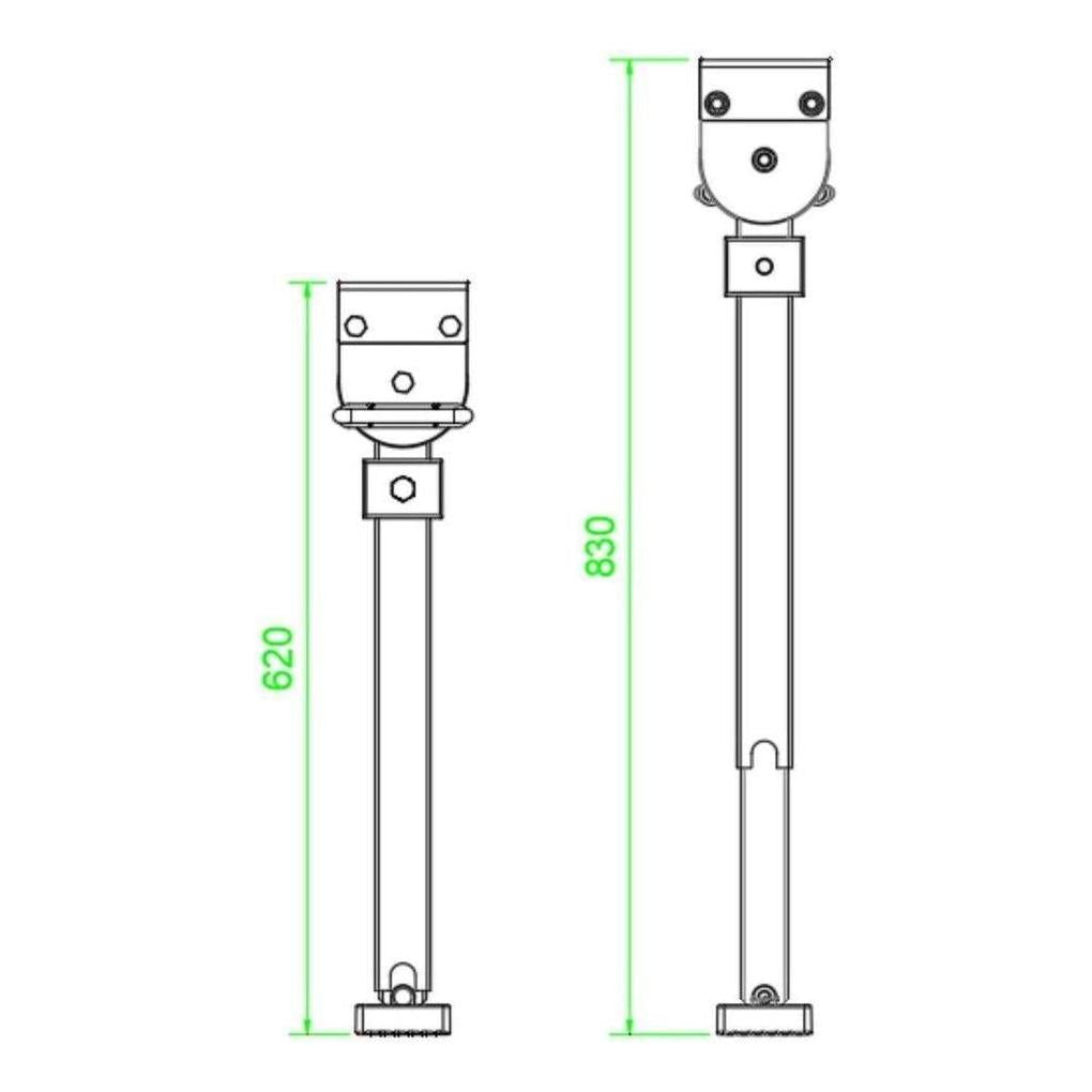 Iluma Drop Down Stabilizer leg Corner Steadies 620mm Zinc