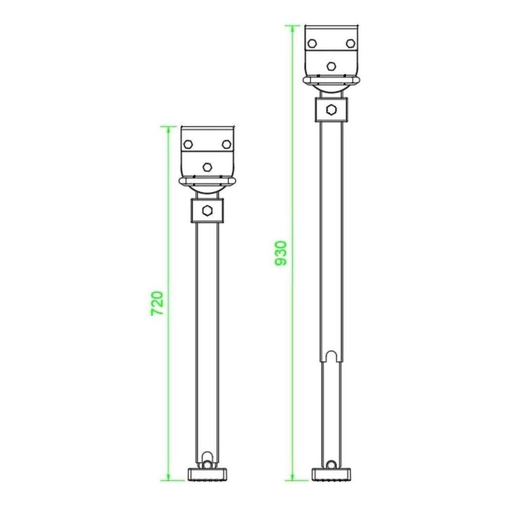 Iluma Drop Down Stabilizer leg Corner Steadies 720mm Zinc