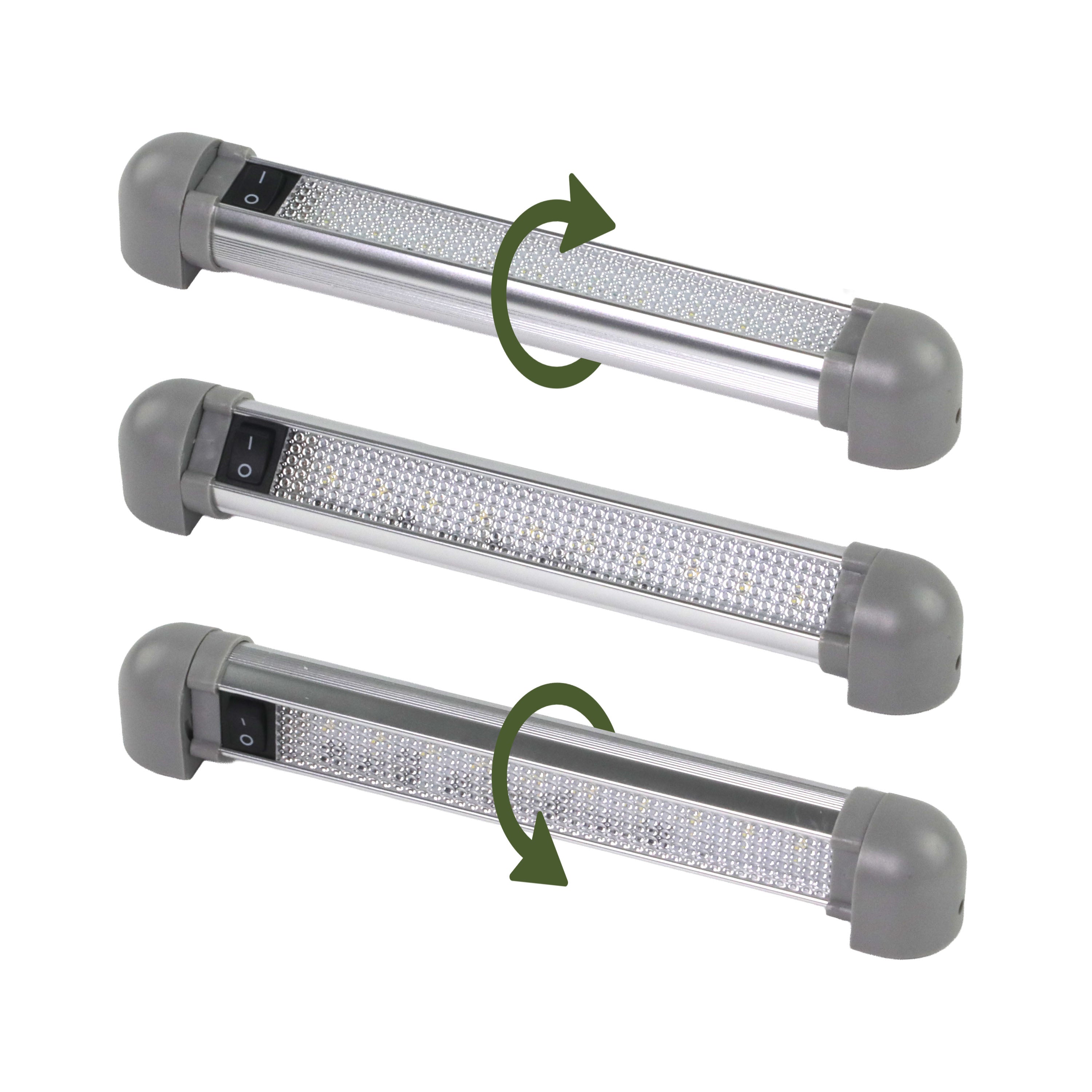 Iluma LED 9" 225mm 12 - 28V Interior 90° Swivel Light With On/Off Switch Grey