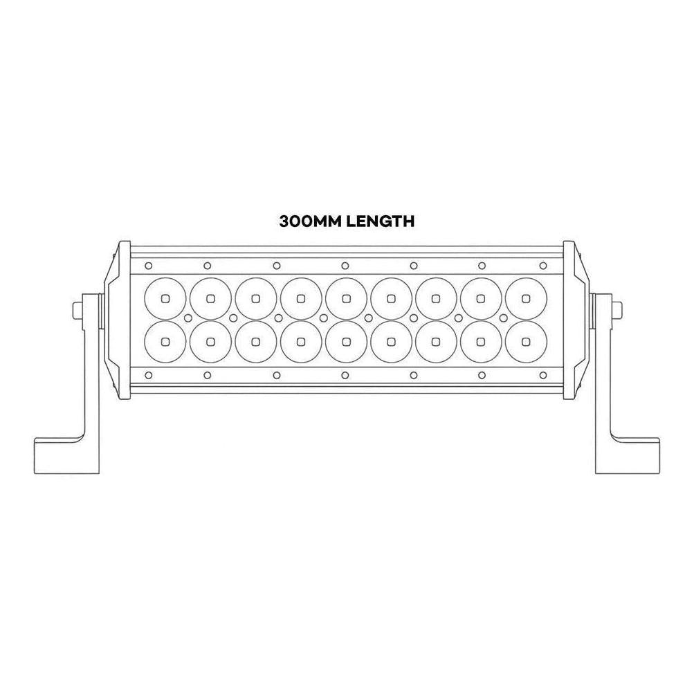Iluma Light Bar Double Row 3W Cree 24 LED 11.8" 300mm Length Flood Beam Black