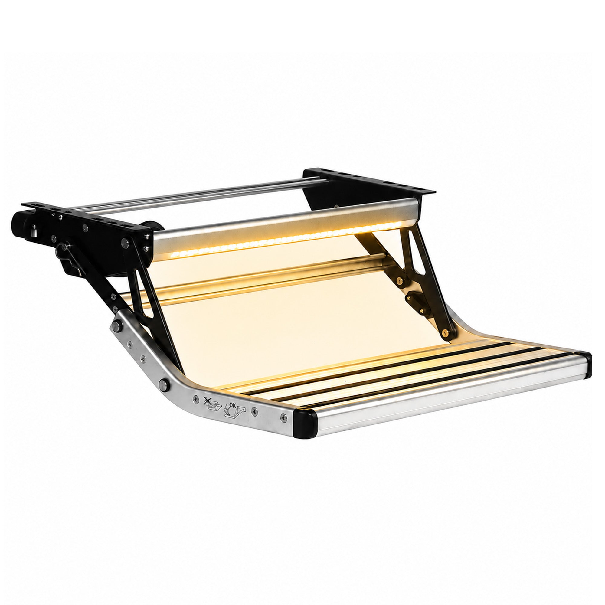 Iluma Single Electric Aluminium Step Inc Amber LED Light Silver