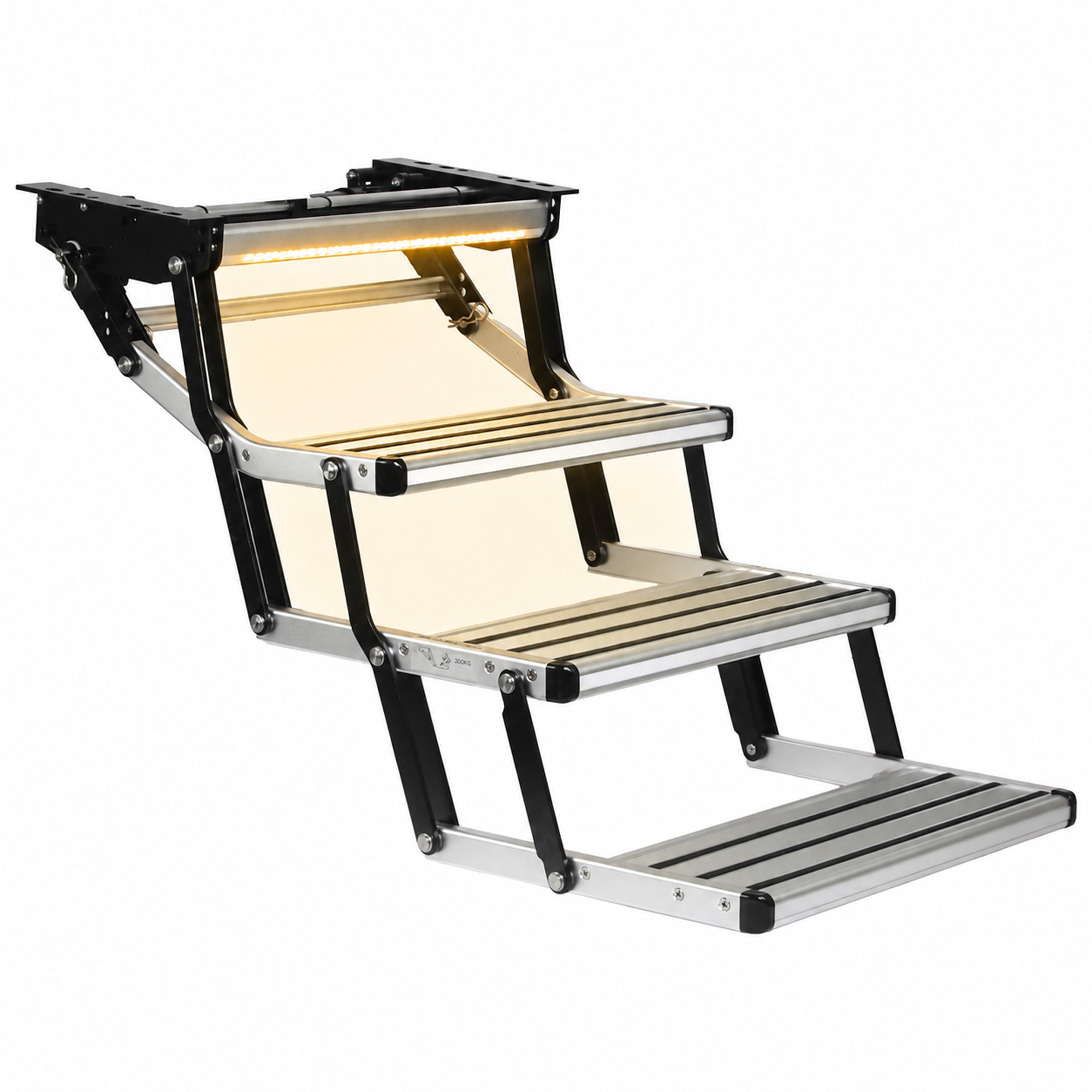 Iluma Triple Electric Aluminium Step Inc Amber LED Light Silver