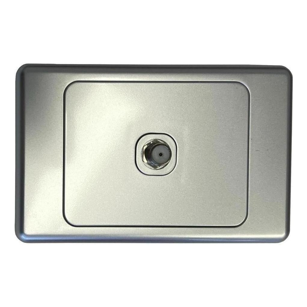 Iluma Wall Plate Single TV Antenna F Type Socket Outlet Silver