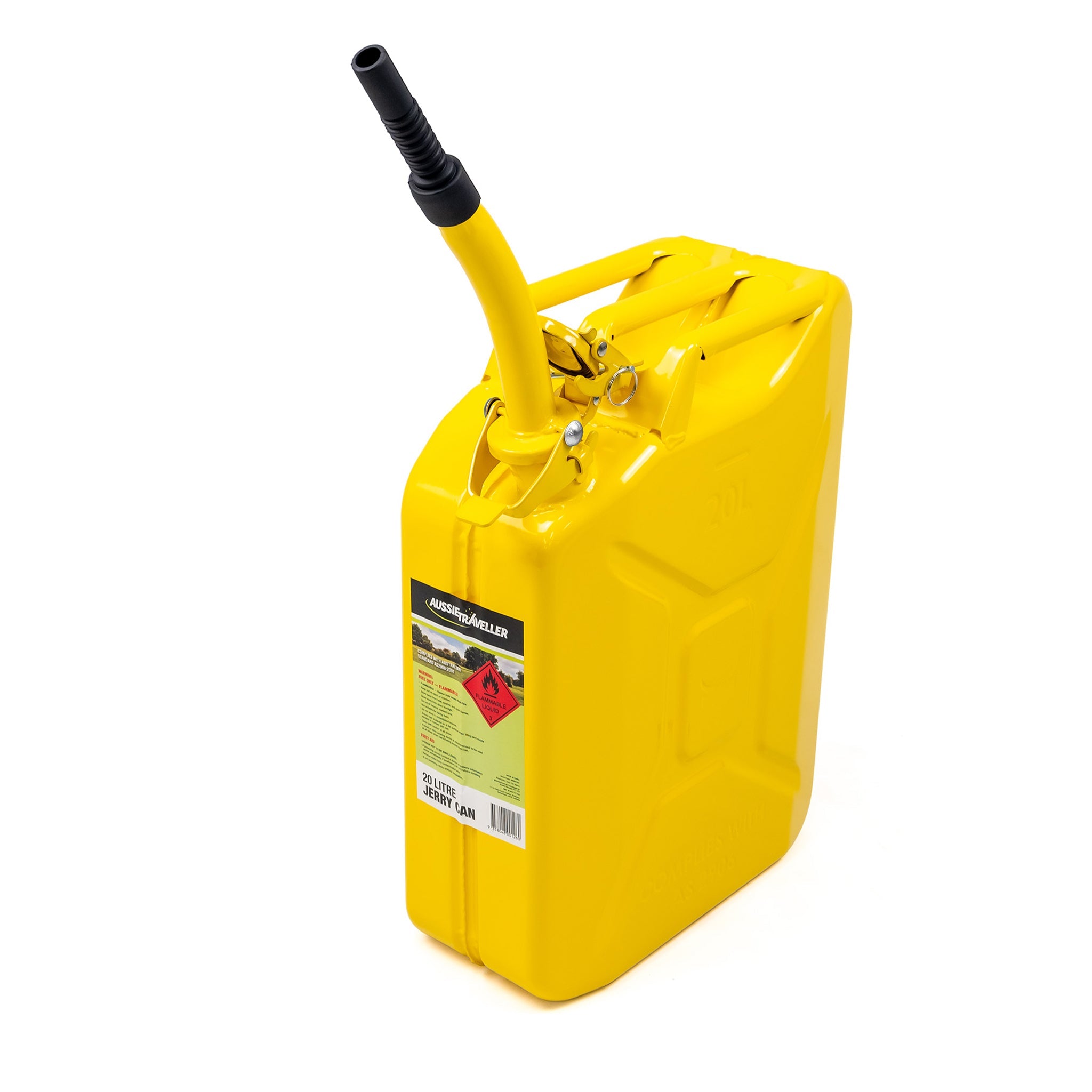 Aussie Traveller Jerry Can Pourer Metal Yellow - RV Online