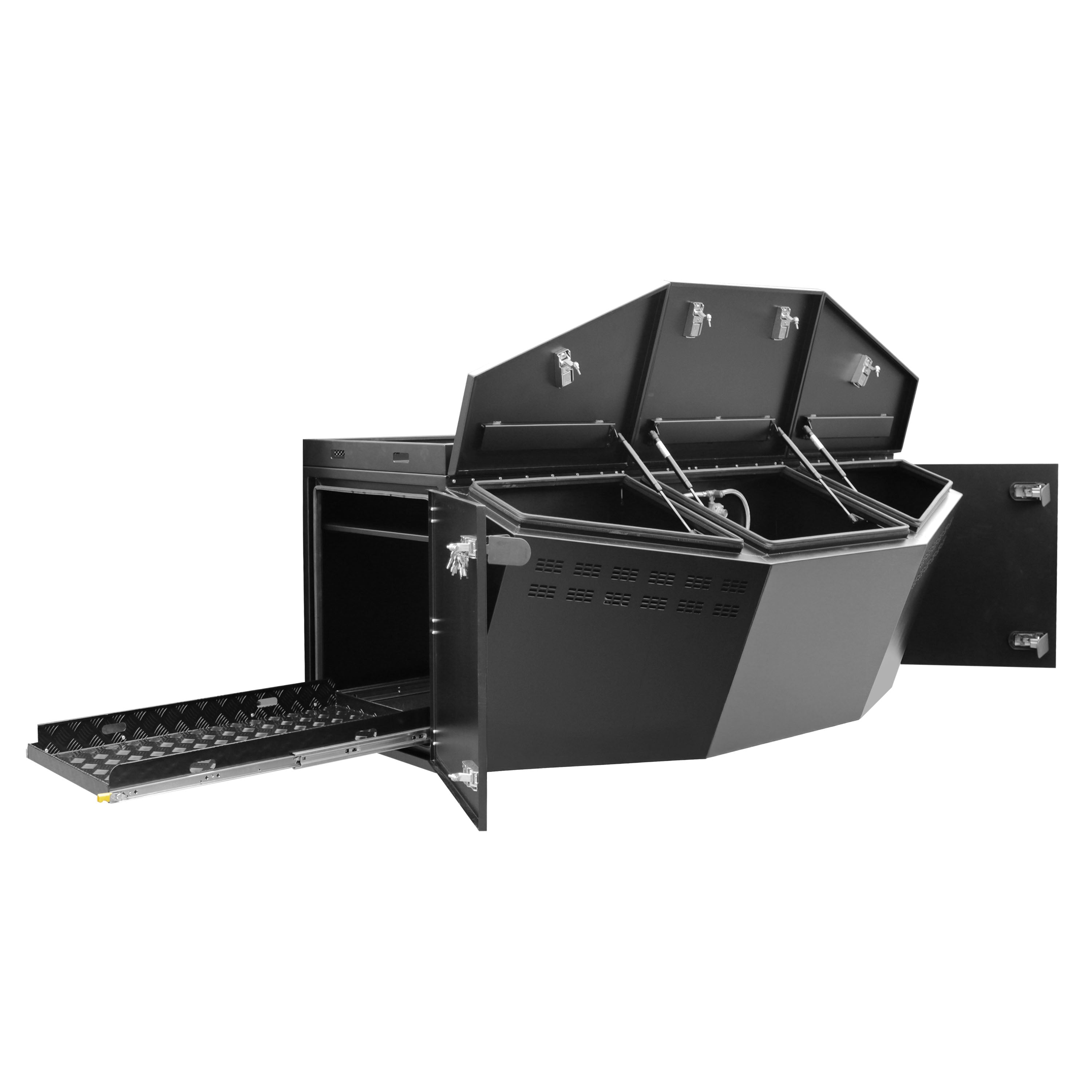 Kong Black Aluminium Monster Tool Box 4 Compartments 2100x1159x830mm