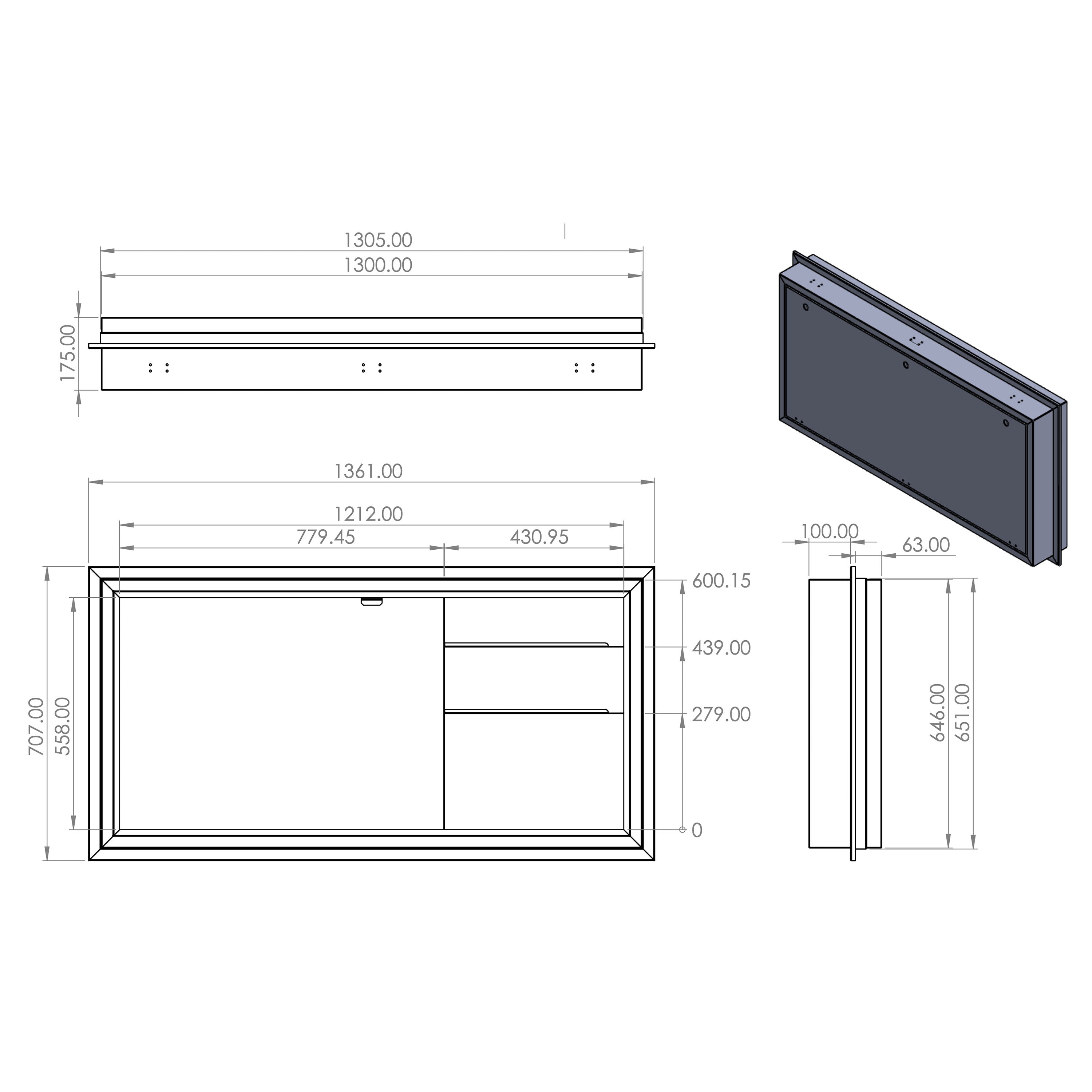 Kong External Picnic Table 1300 x 646mm Inc TV Cavity Up to 32 Inch