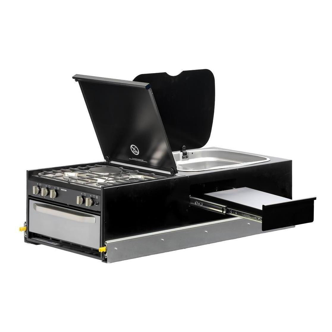 Kong Slide Out Kitchen 1200 x 500mm inc Thetford K1540 Mini Grill / MK3 Argent Sink - Black