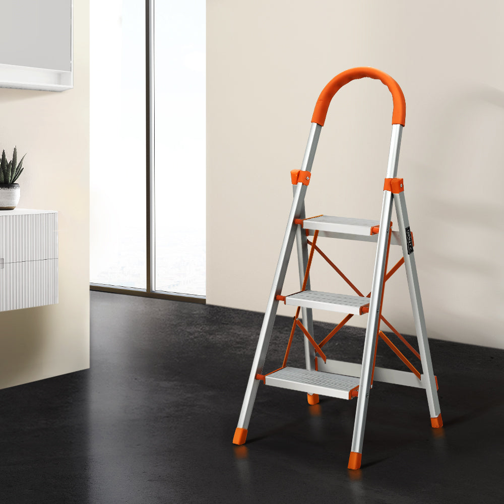Giantz 3 Step Ladder Multi-Purpose Folding Aluminium Light Weight Non Slip Platform - RV Online