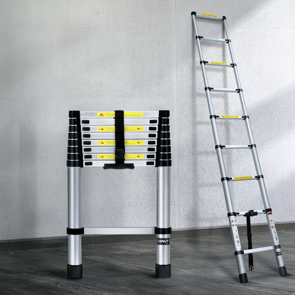 Giantz 2.6M Telescopic Ladder Aluminium Extension Extendable Steps Adjustable Height - RV Online