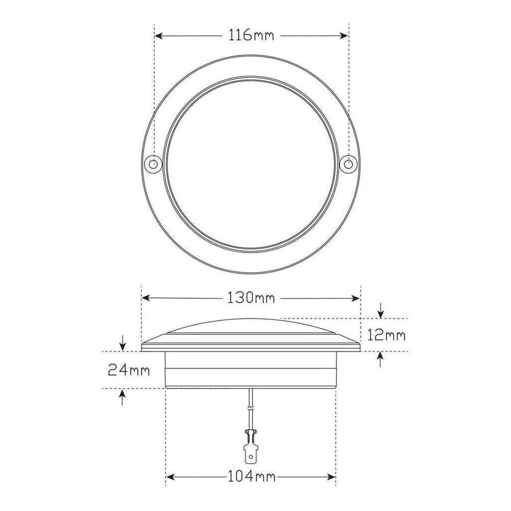 LED Autolamp 102 Series 12V Round Stop/Tail Lamp Clear Lense 130mm