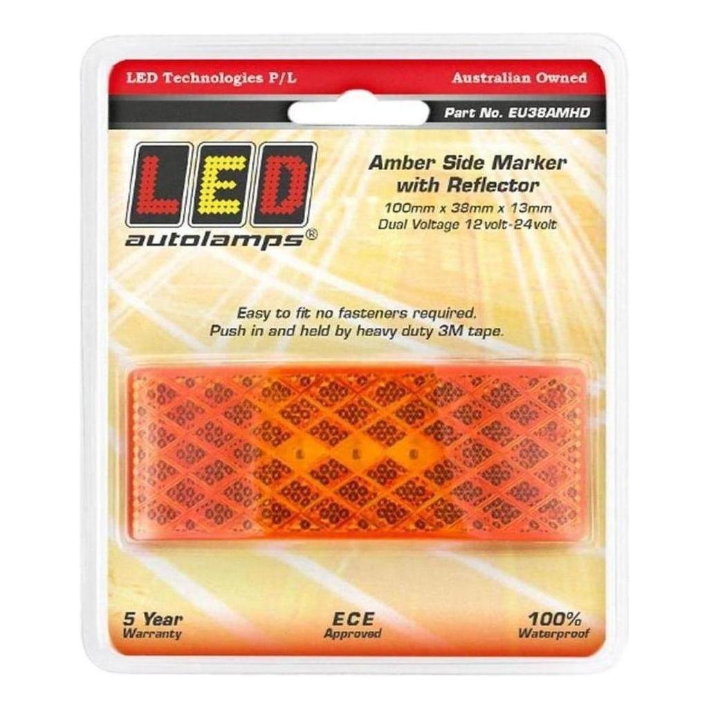 LED Autolamp 12/24V Amber Side Marker with Built in Reflector Blister