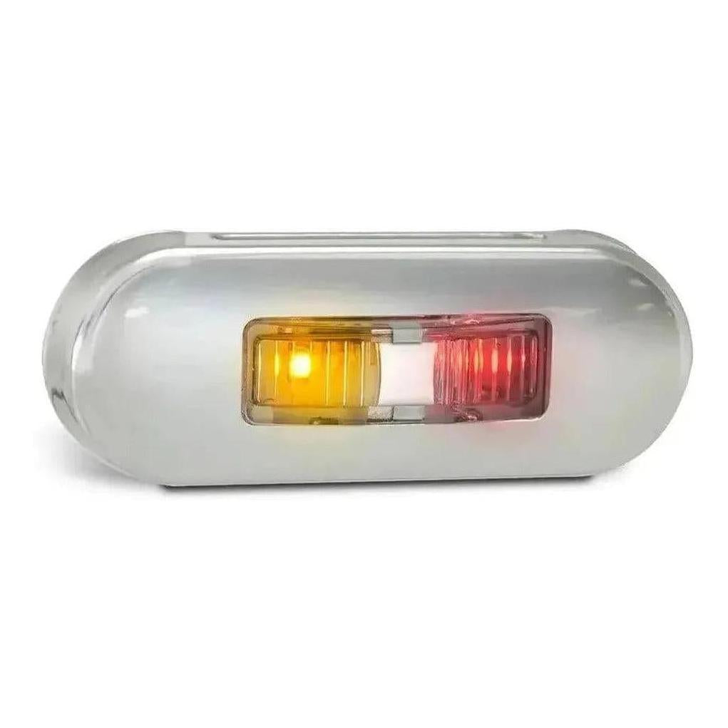 LED Autolamp 12/24V Side Marker Clear Lens Red/Amber LED Stainless Steel Bezel