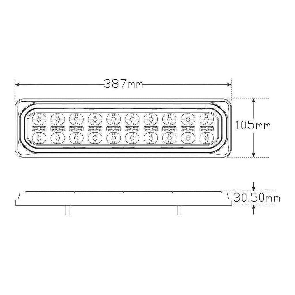 LED Autolamp 12/24V Stop/Tail/Ind/Rev Diffused Taillight Twin Blister