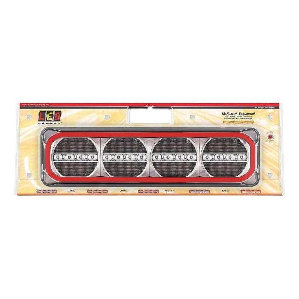 LED Autolamp 12/24V Stop/Tail/Sequential Indicator/Reverse/Reflector Taillight 193x123x26mm