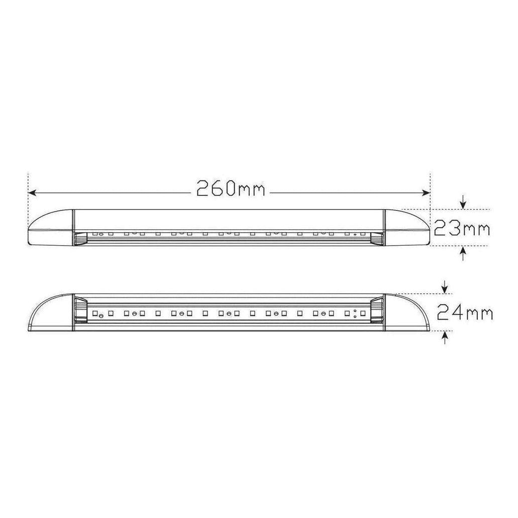 LED Autolamp 12V Awning Lamp 260x23X24mm Black