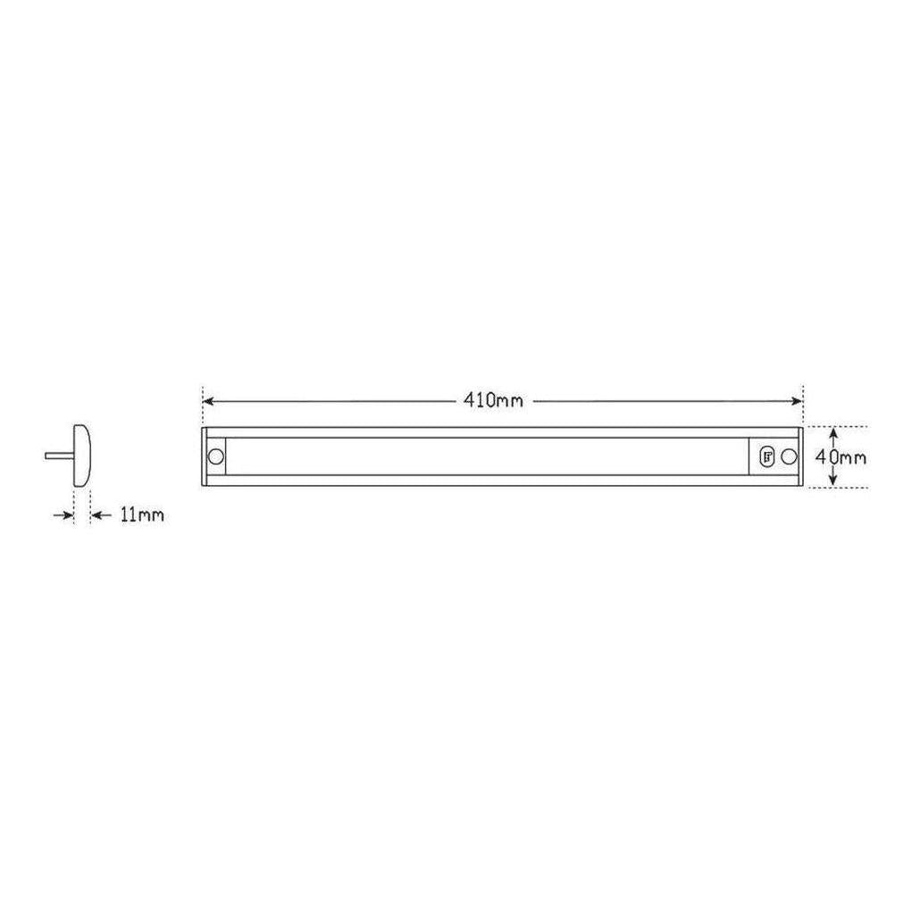 LED Autolamp 12V Interior Strip Light with Touch Sensor Switch Silver 410x40x11mm