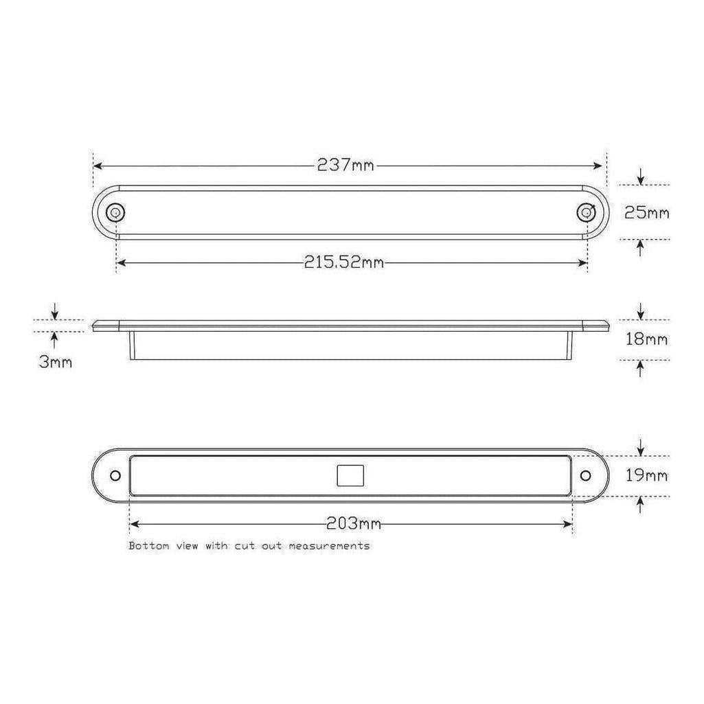 LED Autolamp 12V LED Stop/Tail Indicator Strip Lamp Recessed Mount