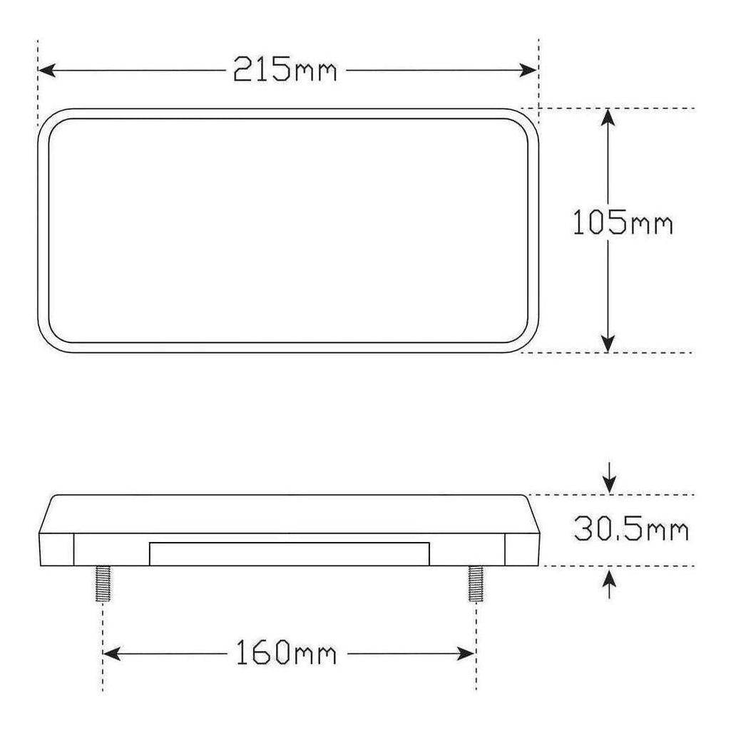 LED Autolamp 12V LH/RH Direction Stop/Tail/Indicator/Reflector Taillight 215x105x30.5mm
