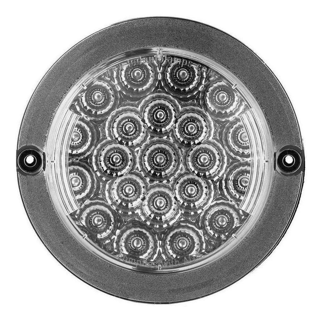 LED Autolamp 12V Round Amber Indicator Taillight Black Chrome 130mm