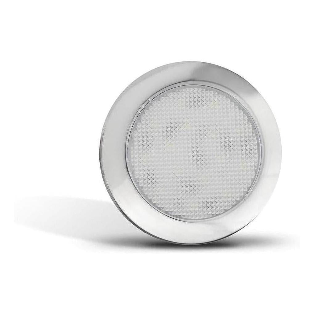 LED Autolamp 12V Round Interior Cool White Lamp with Chrome Bezel Blister