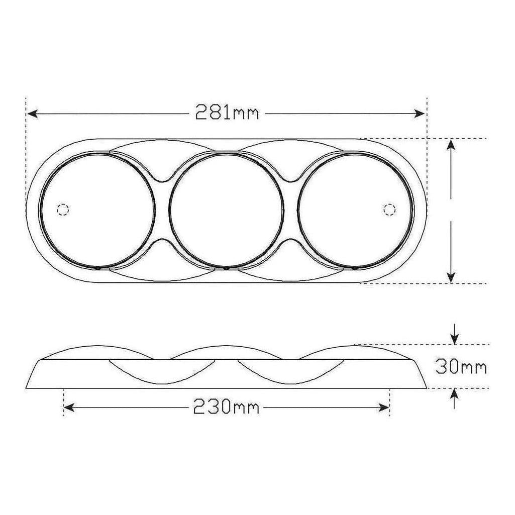LED Autolamp 12V Stop/Tail/Indicator Taillight 281x101x30mm