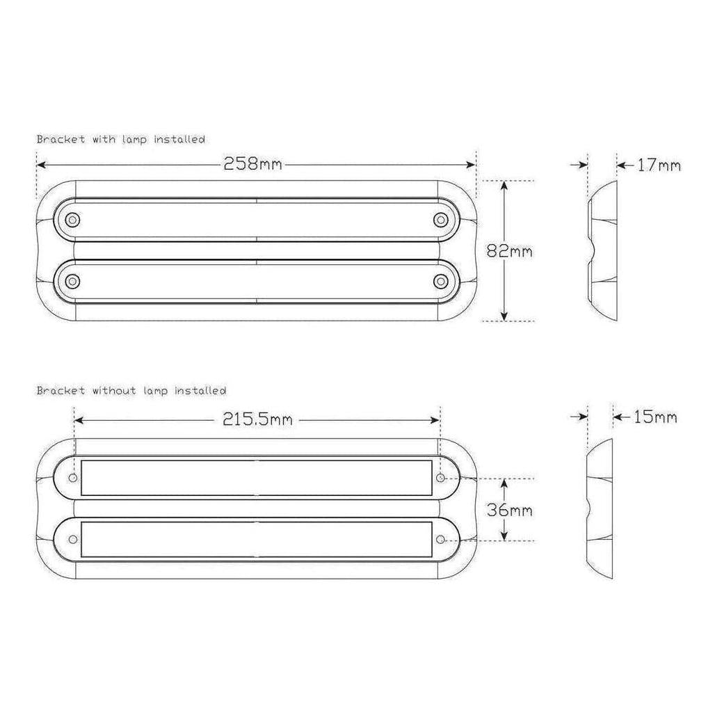 LED Autolamp 12V Strip Stop/Tail/Indicator Taillight Black 258x82x17mm