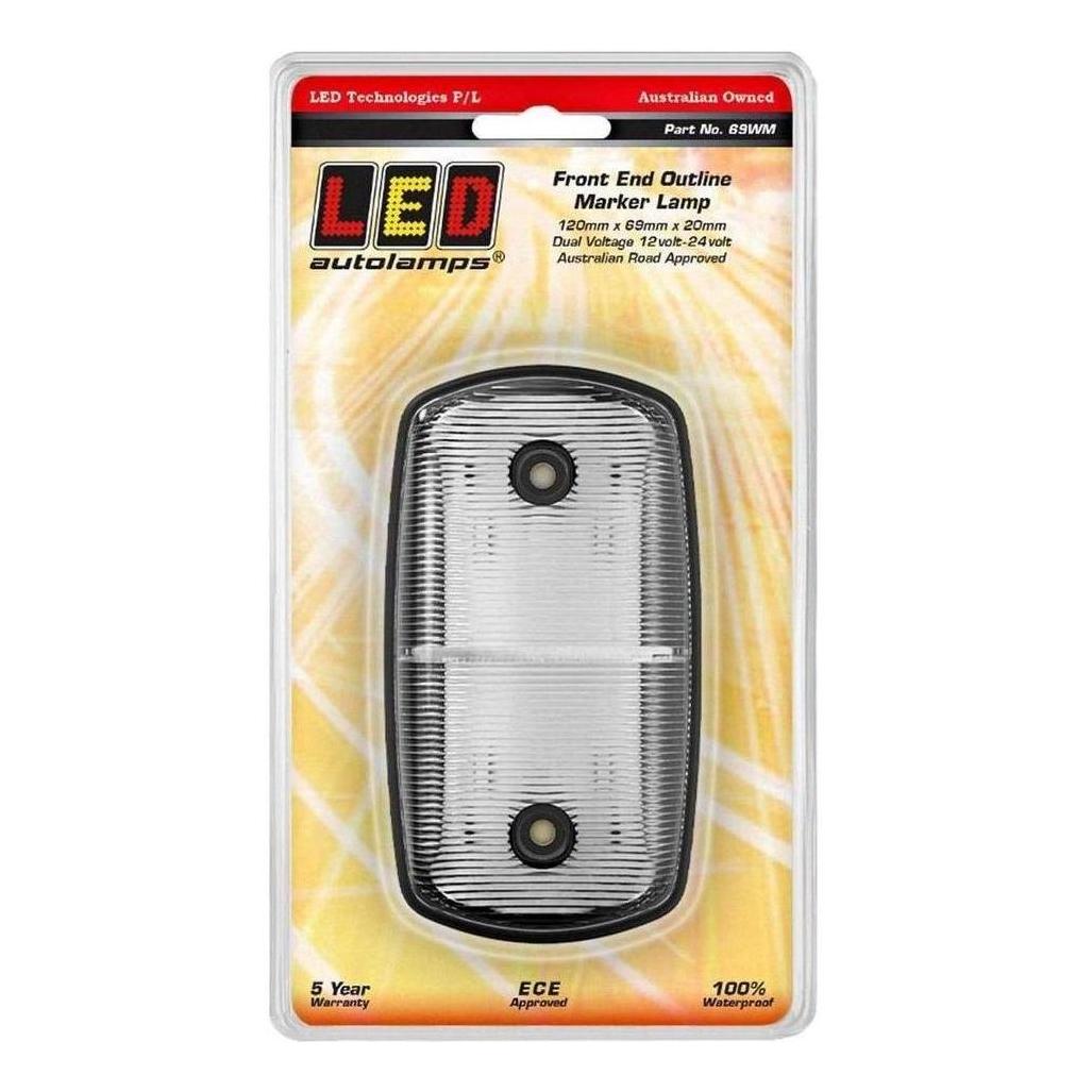 LED Autolamp 12V/24V Amber Low Profile Side Marker 120X64X22mm