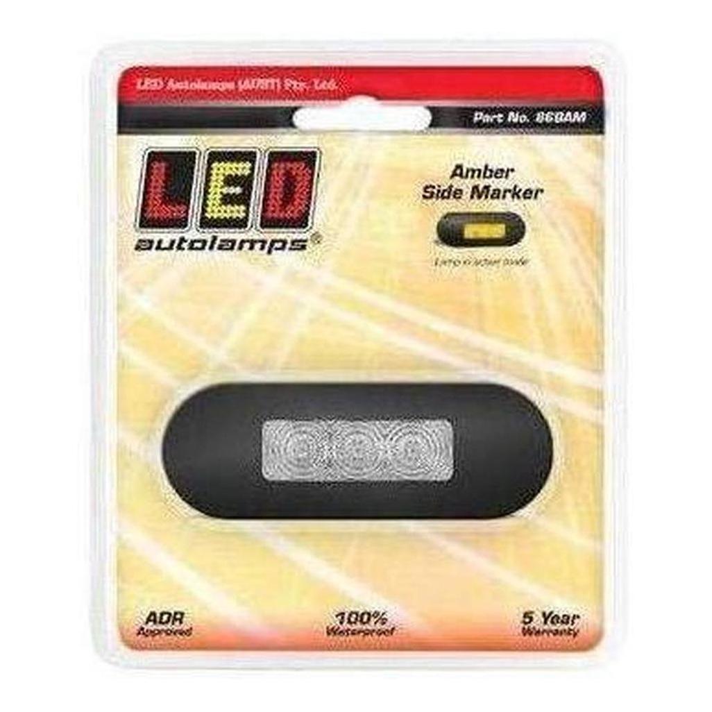 LED Autolamp 12V/24V Amber Marker Clear Lense & Black Bezel 86x31x16mm Blister