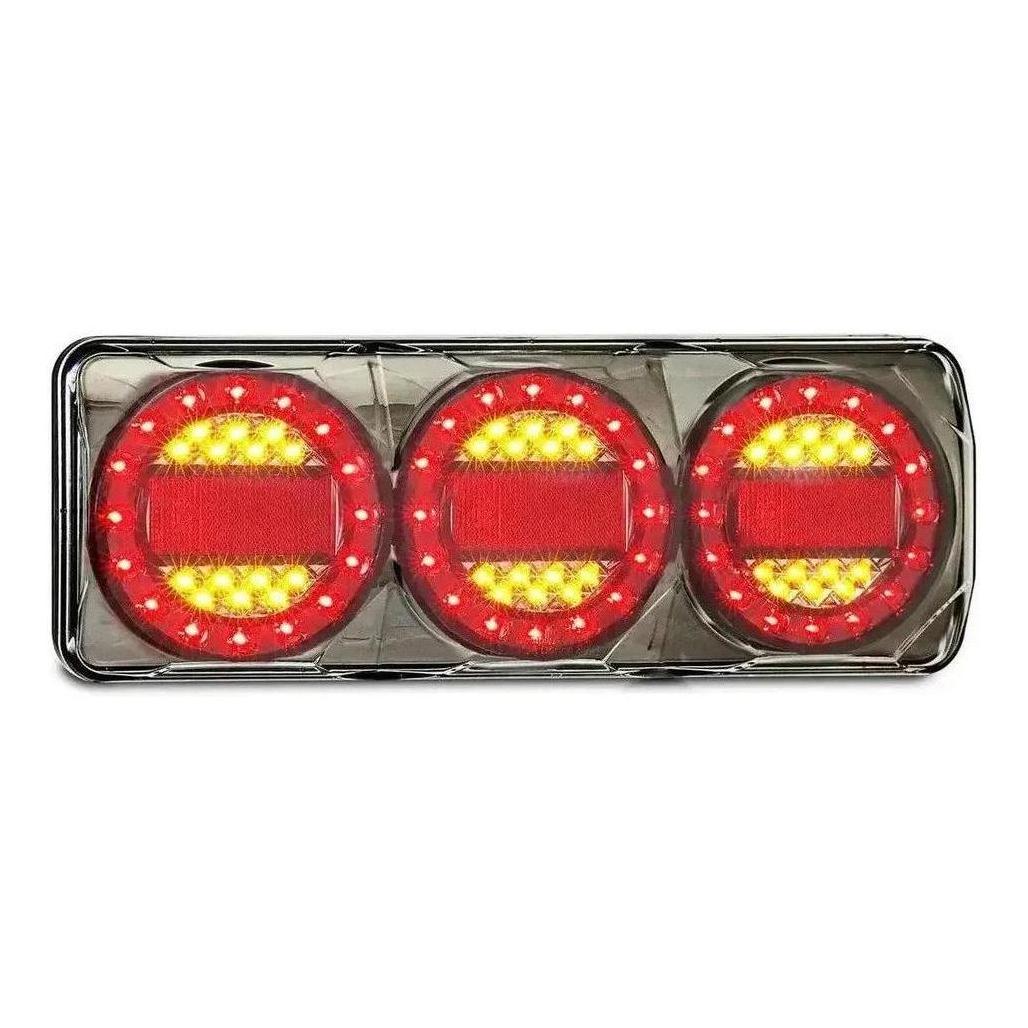 LED Autolamp 12V/24V Maxi lamp Stop/Tail/Indicator/Reflector Taillight Black Chrome 407x147x35mm