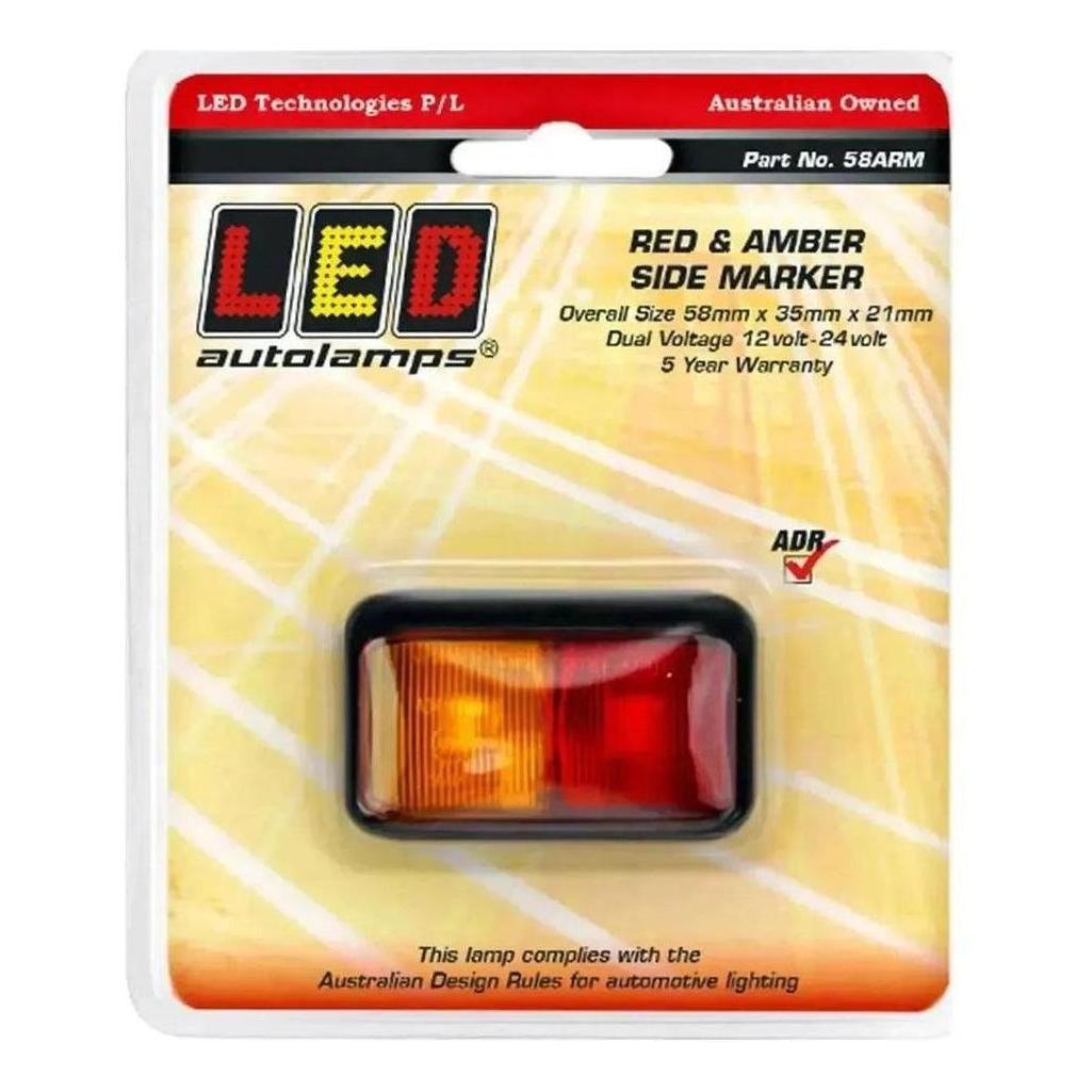 LED Autolamp 12V/24V Red/Amber Side Marker