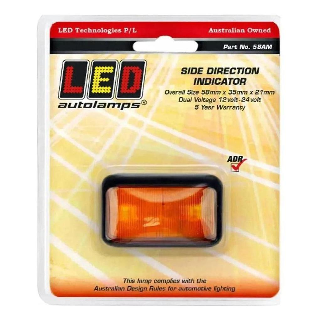 LED Autolamp 12V/24V Side Direction Indicator Marker 58x35x21mm
