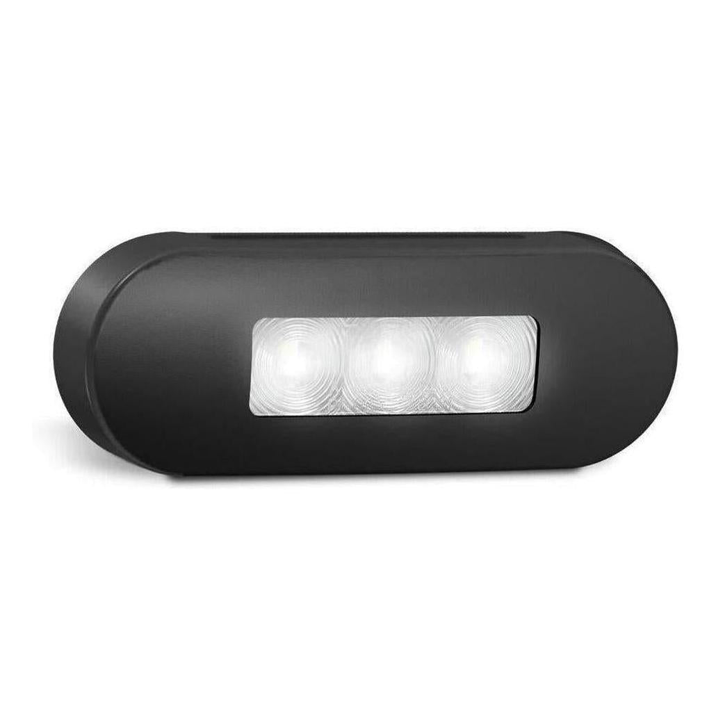 LED Autolamp 12V/24V White Front Marker Clear Lense & Black Bezel 86x31x16mm Blister