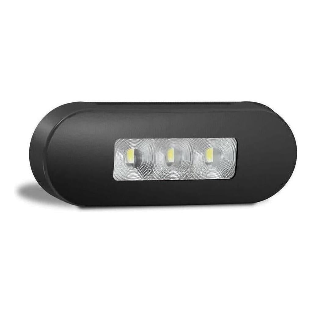 LED Autolamp 12V/24V White Marker Clear Lense & Black Bezel 86x31x16mm Bulk