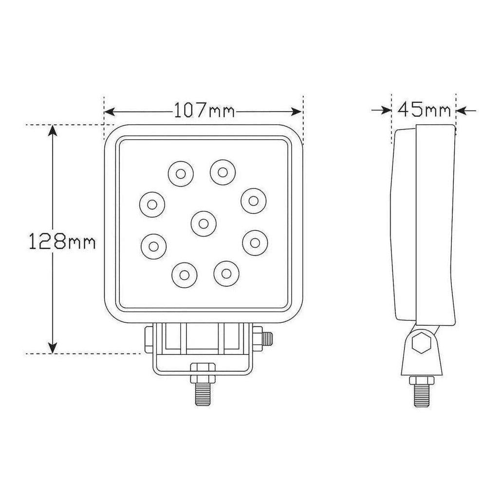 LED Autolamp 9/32V Heavy Duty High Powered Square LED Flood Lamp