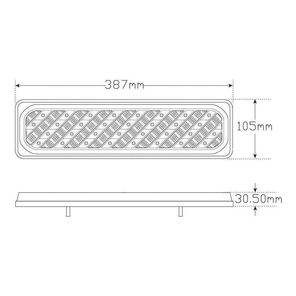 LED Autolamp RHS 12V Stop/Tail/Indicator Taillight 387x105x31mm