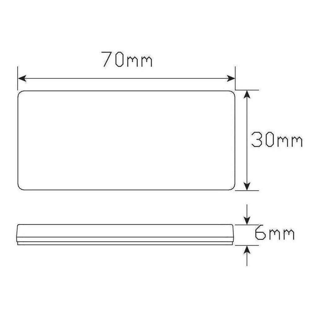 LED Autolamp Red Reflector Stick On 70x30x6mm (Box of 100)