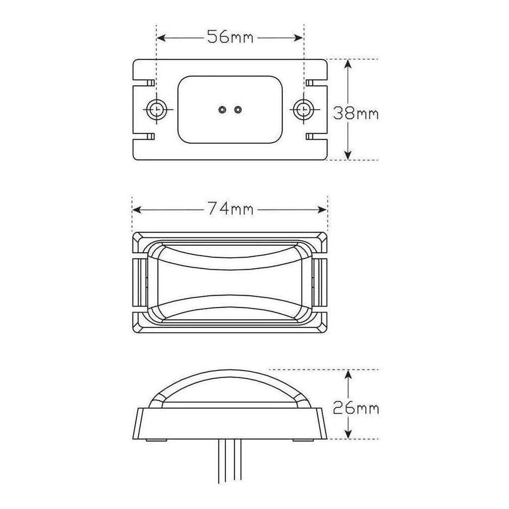 LED Autolamp Red/Amber Side Marker 73x38x32mm