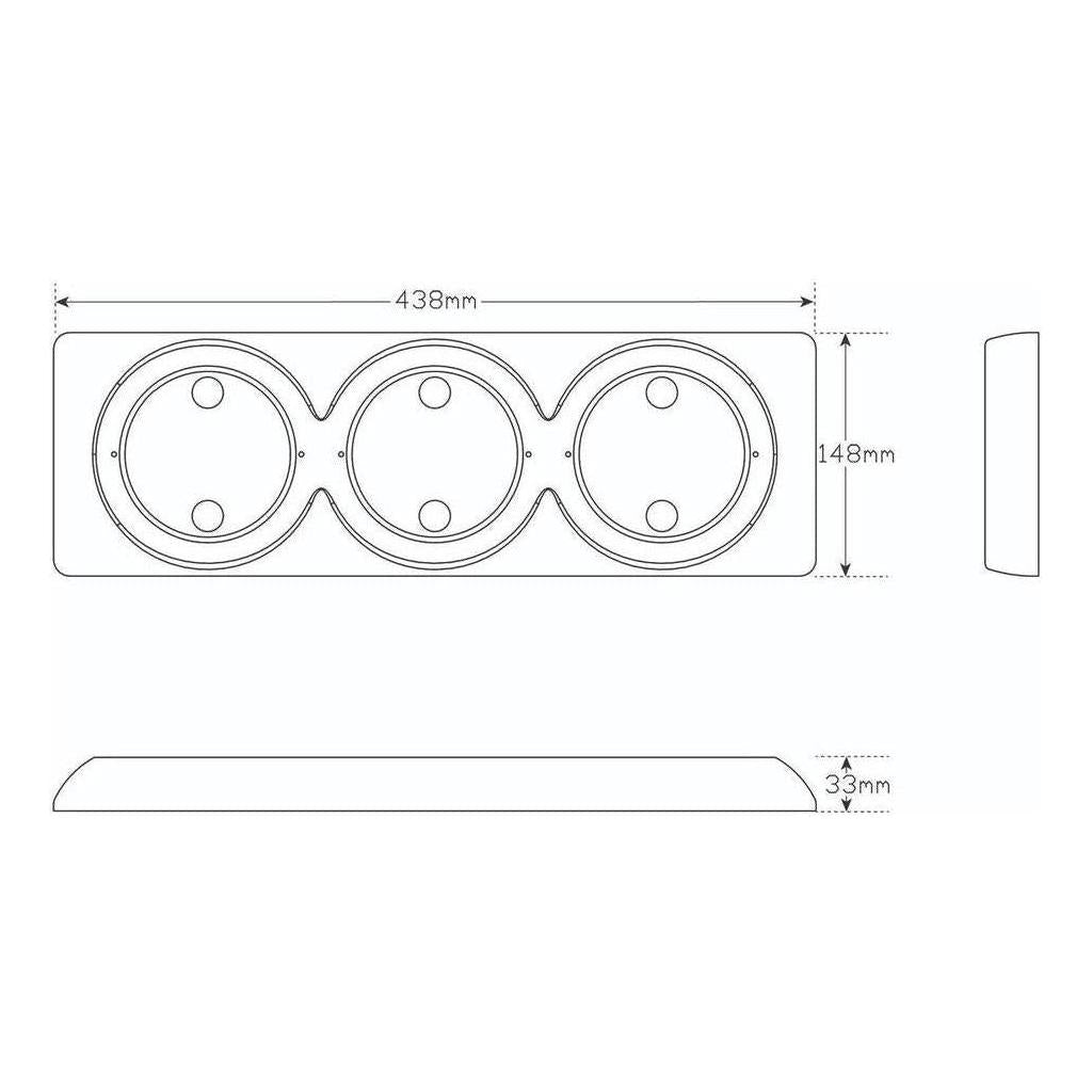 LED Autolamp Triple Surface Taillamp Mount Housing Black Suit 102 Series