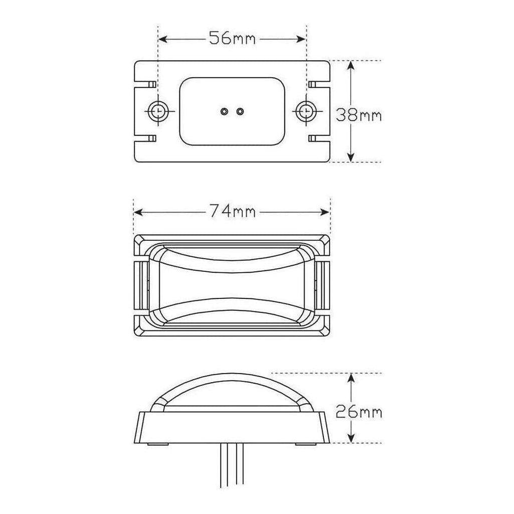 LED Autolamp White Front Marker 73x38x32mm