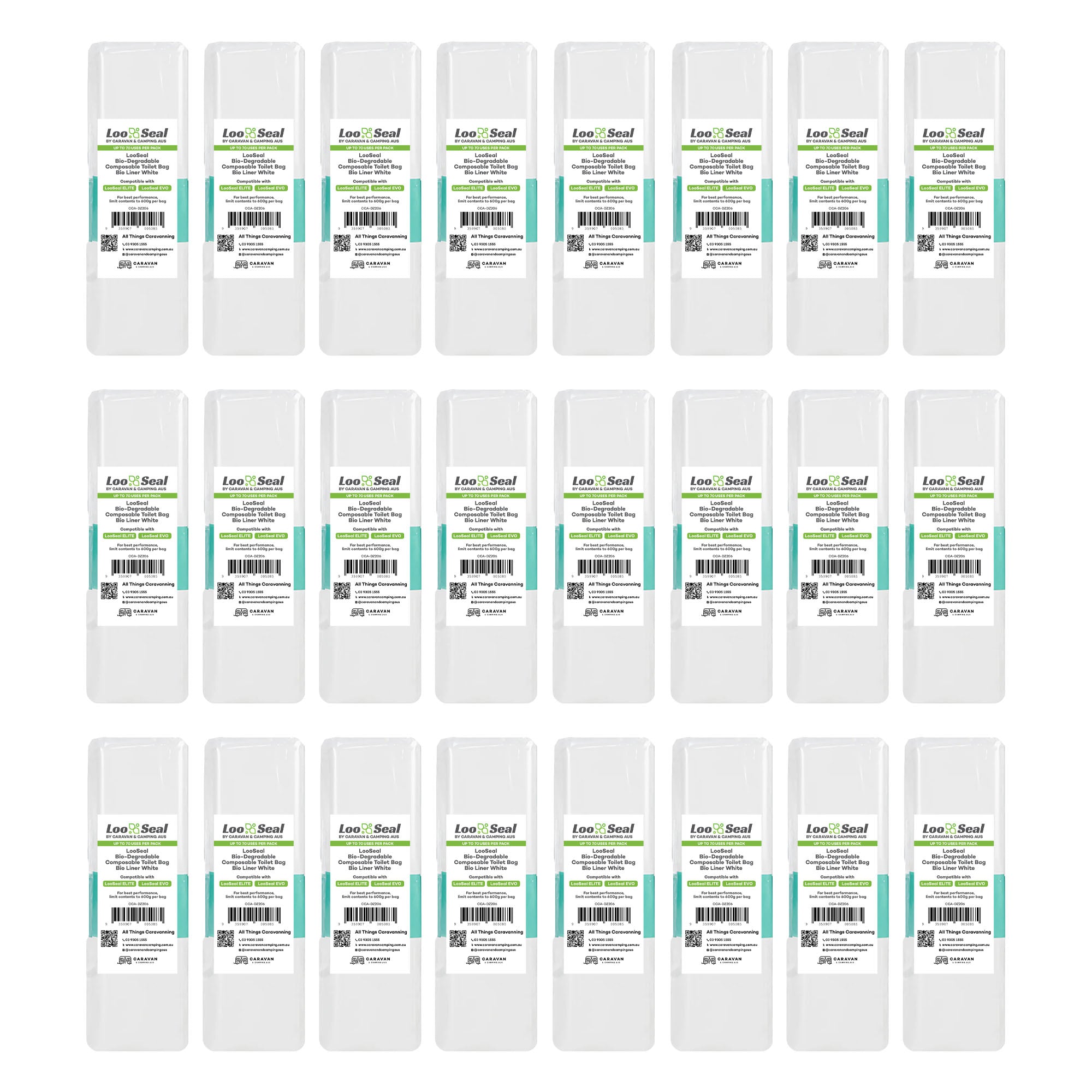 LooSeal Biodegradable Liner 6 Month Pack (24 Rolls) White