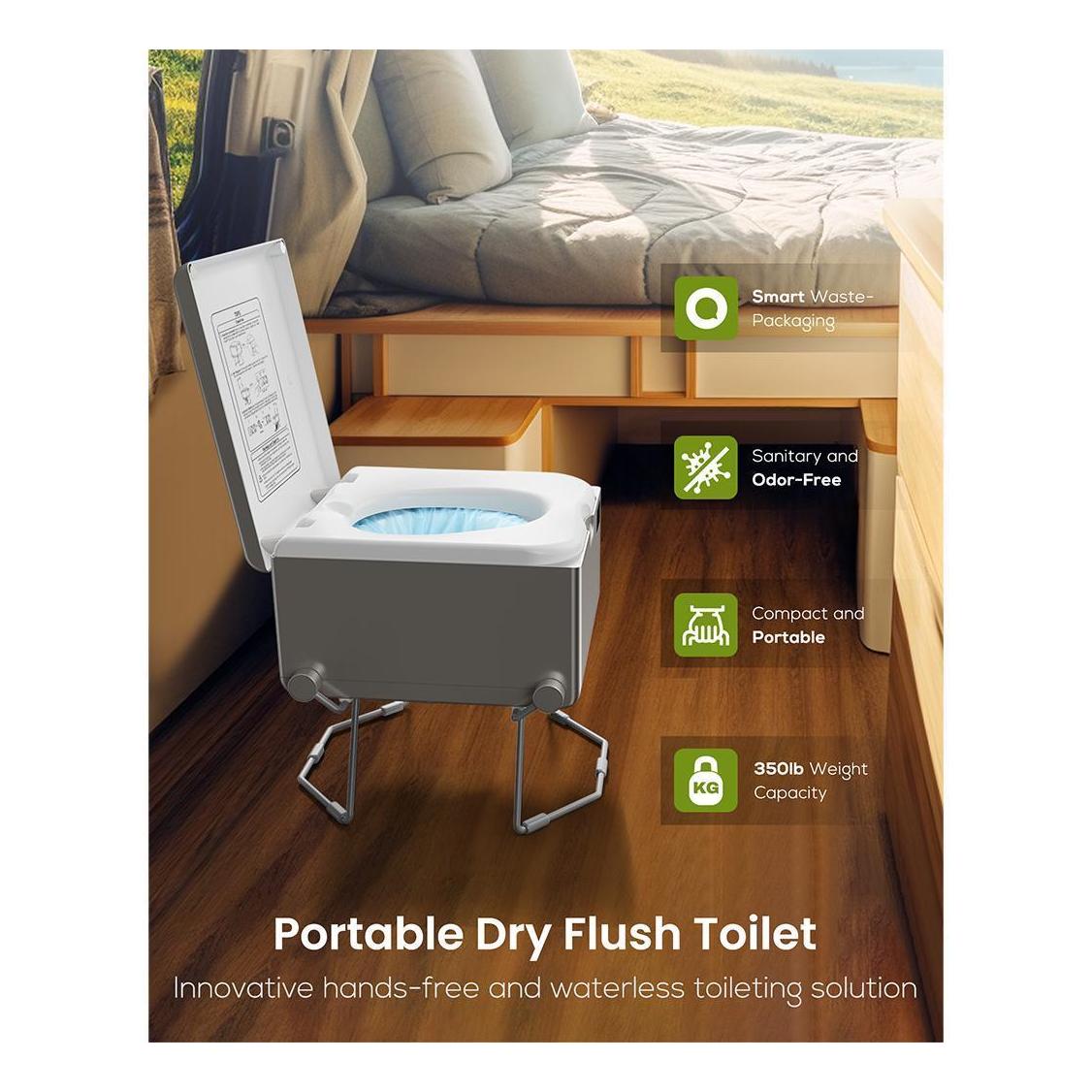LooSeal EVO Auto Sealing Waterless Portable Toilet Grey