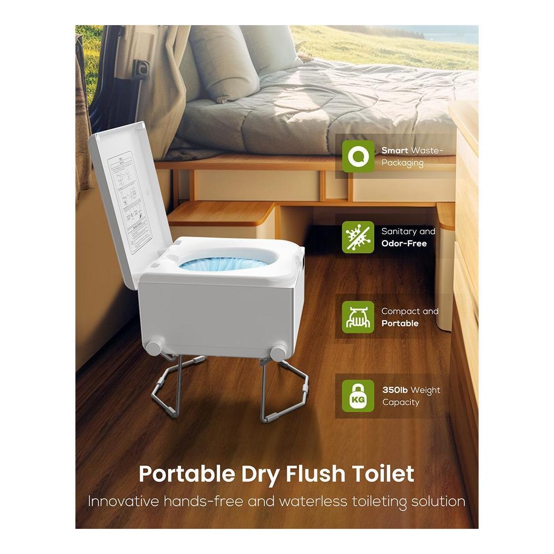 LooSeal EVO Auto Sealing Waterless Portable Toilet Silver