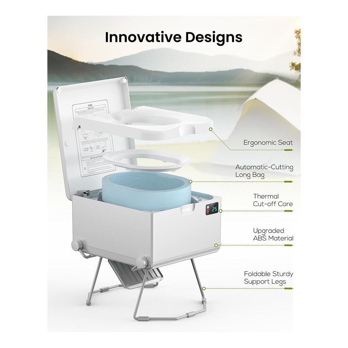 LooSeal EVO Auto Sealing Waterless Portable Toilet Silver
