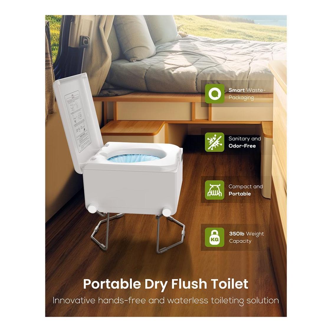 LooSeal EVO Auto Sealing Waterless Portable Toilet White