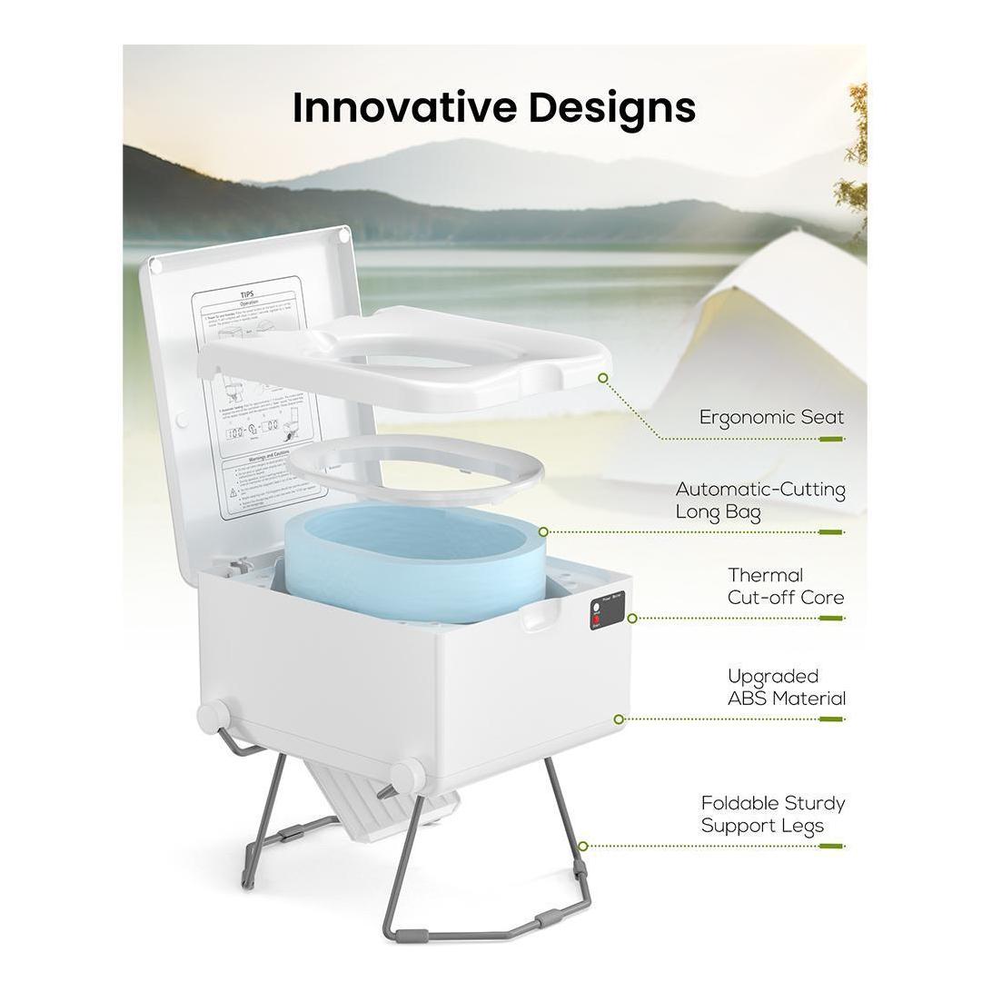 LooSeal EVO Auto Sealing Waterless Portable Toilet White